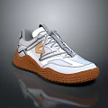 White And Gray Stylish Sneakers With Brown Rubber Sole And Lace Up Design