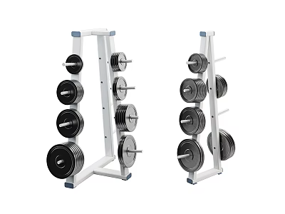 Heavy Duty Fitness Barbell Storage Rack With Multiple Weight Plates And Bars 3d model