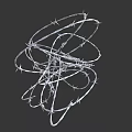 Dense Twisted Barbed Wire Entanglement With Sharp Thorns On Dark Background