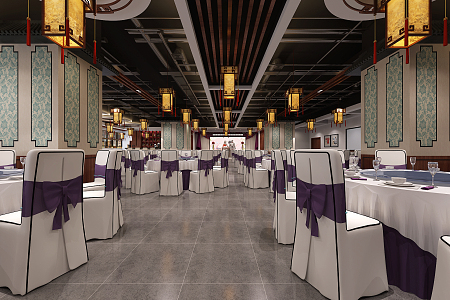 New Chinese Banquet Hall Grand Ballroom 3d model