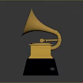 Golden Gramophone Trophy With Shiny Gold Finish Black Base And Classic Design