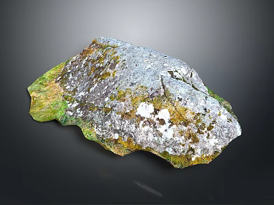 Natural Wood Stone With Moss Covered Textured Gray Green Surface For Garden Decor 3d model