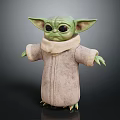 Green Alien Character With Big Eyes Large Ears Robed Outfit And Clawed Feet 3d model