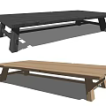 Simple Wooden Dining Tables With Light And Dark Colors Rectangular Shape And Sturdy Legs Design 3d model