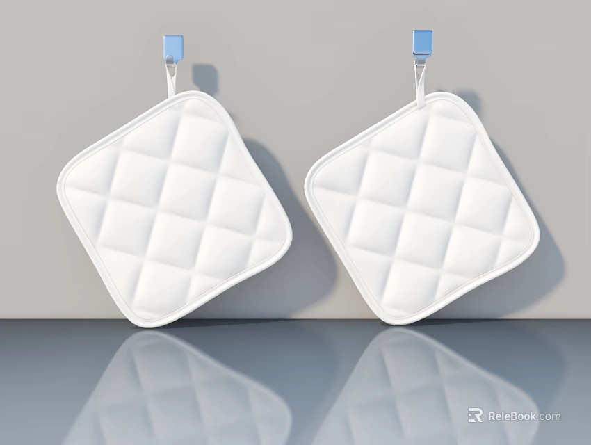 White Swing Doors With Diamond Quilted Pattern And Blue Hardware In Modern Interior 3d model 