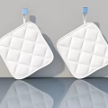 White Swing Doors With Diamond Quilted Pattern And Blue Hardware In Modern Interior 3d model