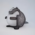 Cute Gray and White Stuffed Animal Toy with Soft Plush Belly in Sitting Posture