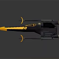Futuristic Black And Yellow Spaceship Model With Sleek Structure For Space Exploration