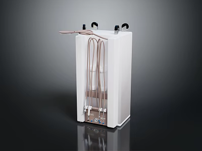 Modern White Vertical Medical Equipment With Metal Components And Control Panel 3d model
