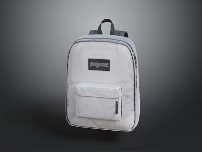 JanSport White Backpack With Front Pocket Simple Design And Stylish Look 3d model