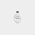 Modern Spiral Chandelier Design With Black Circular Rings And Hanging Structure