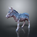 3D Model Gray Donkey Foal Standing On Dark Background With Shiny Coat