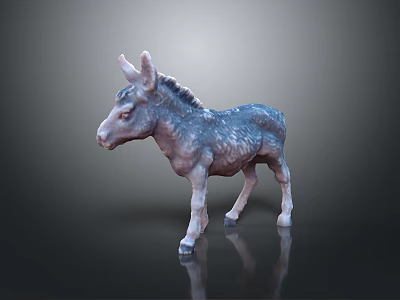 3D Model Gray Donkey Foal Standing On Dark Background With Shiny Coat 3d model