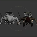 Futuristic Character Outfits With Mechanical Armor And Gear For Two Figures