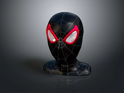 Spider Man Black Helmet With Red Eyes And White Web Patterns Game Movie Character 3d model