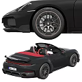 Sleek Black Convertible Sports Car With Red Soft Top And Red Interior Design