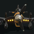 Vintage Style Passenger Plane With Propeller Skull Logo And Black Yellow Color