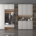 Modern Entryway Side Cabinet Interior Design With Storage Shelves Lighting And Decor 3d model