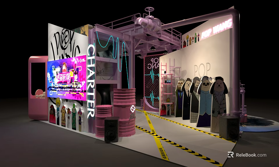 Charter Sculpt Pop Shop With Graffiti Art Clothes Display And Industrial Decor 3d model 