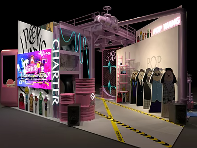 Charter Sculpt Pop Shop With Graffiti Art Clothes Display And Industrial Decor 3d model