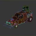 Rusty Modified Car With Spiked Front Bumper And Top Cab Structure 3d model