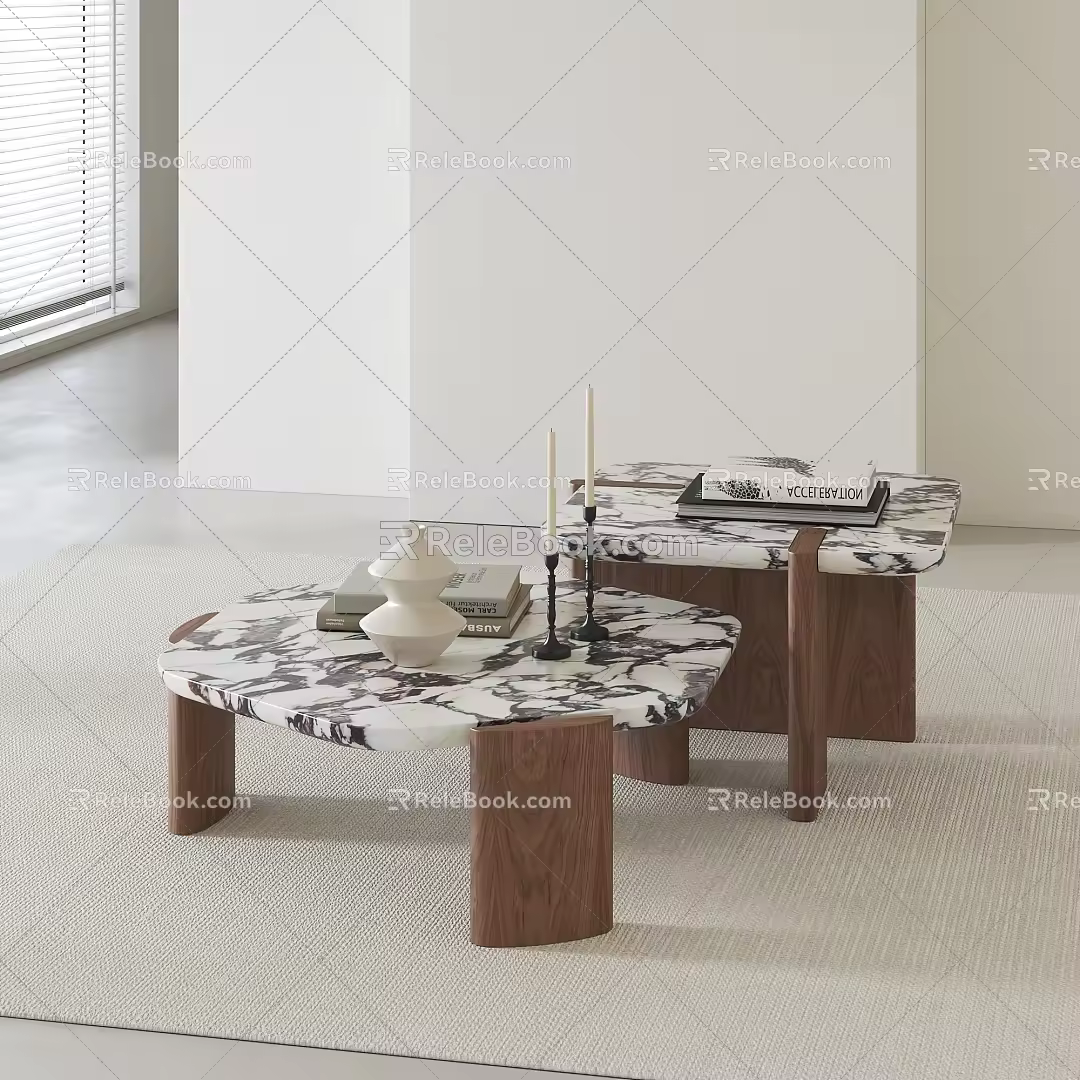 Middle ancient style stone coffee table 3d model