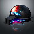 Cartoon Space Scene Featuring Dome Structure With Starry Sky And Bright SPACE Text 3d model