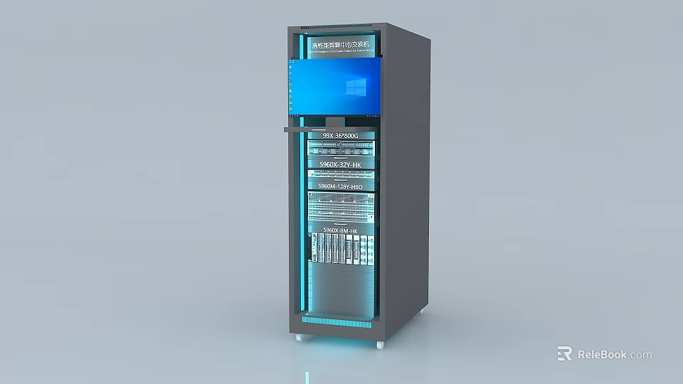 Advanced Smart Machine With Blue Display Screen And Internal Storage Shelves 3d model