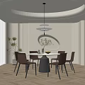 Modern Restaurant Interior Design With Round Dining Table Pendant Light And Green Plants