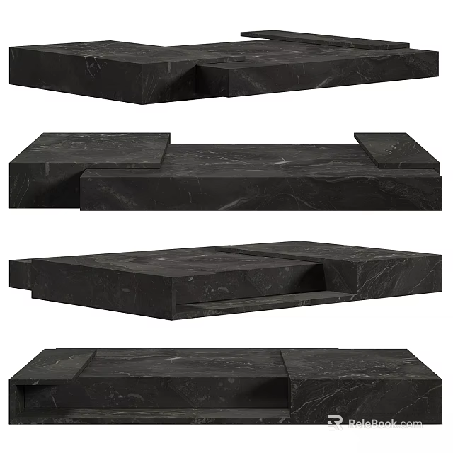 Elegant Black Marble Dining Table With Modern Design And Smooth Surface 3d model