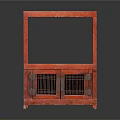 Red Traditional Wardrobe With Open Top Shelf And Grilled Cabinet Doors