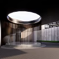 Modern Residential Main Entrance Gate With High Rise Buildings Driveway And Green Lawns
