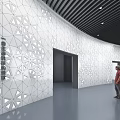 Experience Journey Exploring Unknown in Modern Space With Geometric White Walls And Standing Figure