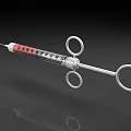 Medical Device Syringe With Metal Ring Handles Transparent Barrel And Graduation Marks