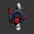 SpiderMan Character Walking Pose In Blue Hoodie Red Sleeves Gray Pants White Shoes