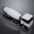 3D Render Of Modern White Concrete Mixer Truck With Rotating Drum Cab And Wheels