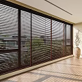 Wooden Window Blinds For Large Windows In Bright Spacious Interior With Natural Light