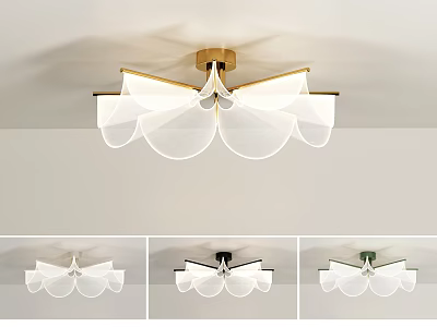 Modern Petal Shaped Ceiling Light With White Lampshade And Various Base Colors 3d model