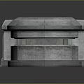 Vintage Gray Stone Architecture Component Featuring Circular Recess And Layered Design 3d model
