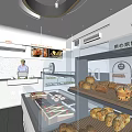 Bright White Bakery Interior With Glass Display Cases And Fresh Bread Pastries