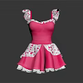 Pink Ballet Dress For Kids With Ruffled Sleeves And Heart Patterns