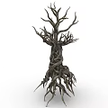 Cartoon Scene Featuring Dead Tree With Twisted Branches And Exposed Roots 3d model