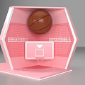 Pink Hexagon Basketball Themed Photo Check In Spot With Hoop And Ball