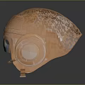Shiny Copper Colored Helmet With Transparent Visor And Stylish Ear Cups Design Details