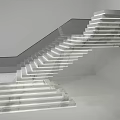 Modern Staircase Design With Marble Steps Glass Railing And LED Lighting Features 3d model