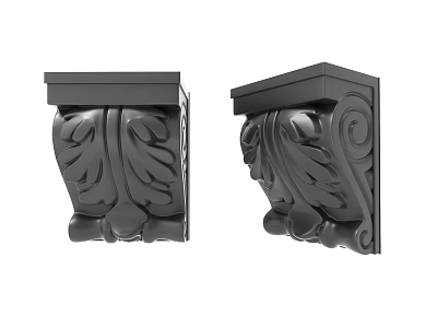 Black Decorative Carved Corbels With Intricate Leaf And Scroll Patterns 3d model