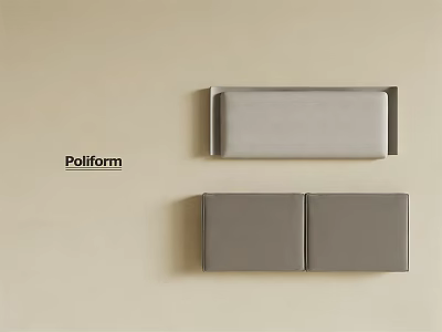 Modern Upholstered Bed Headboard In Gray With Double Panel Rectangular Design 3d model