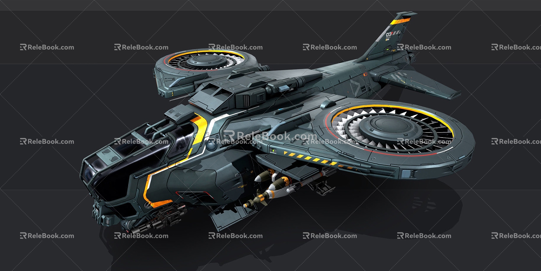 Sci-fi spaceship Starship Future Fighter Aircraft Drone 3d model