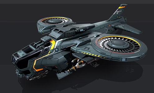 Sci-fi spaceship Starship Future Fighter Aircraft Drone 3d model