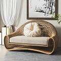 Woven Rattan Multi Seater Sofa With Beige Cushion In Modern Interior
